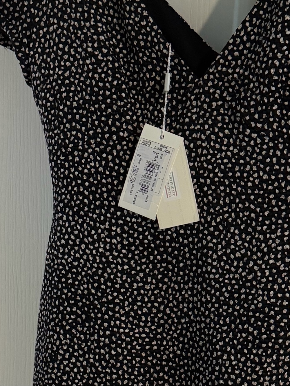 Armani Collezioni Black Dress with White Micro Dot Print